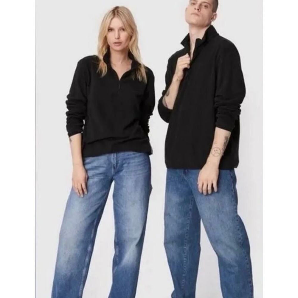 Rains fleece Quarter zip pullover sweatshirt black . unisex size Med new